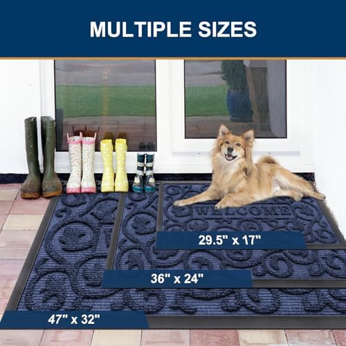 Smiry Front Door Mat Outside Entrance, Low Profile Rubber Doormat - Image 2
