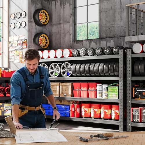 75” Wide Heavy Duty Metal Garage Shelving, Adjustable Storage Shelf - Image 3