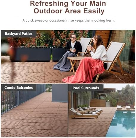 EchoDeck Interlocking Deck Tiles, 44 Pack Deck Tiles Interlocking Outdoor All - Image 5