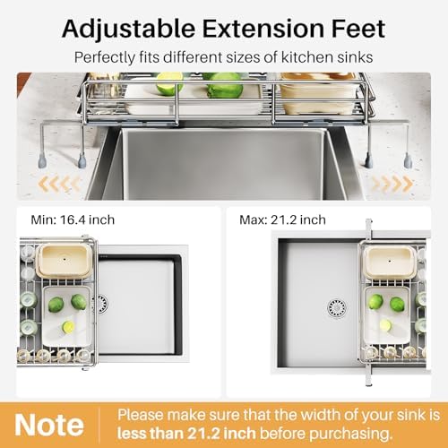 Expandable Dish Drying Rack for Kitchen Counter, Stainless Steel - Image 7