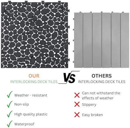12" x 12" Interlocking Deck Tiles, All-Weather Plastic Outdoor Flooring - Image 6