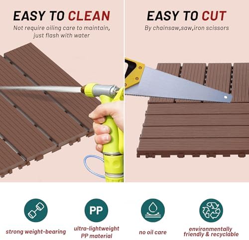 44 Pack Interlocking Deck Tiles, Plastic Patio Flooring（Texture） - Image 4
