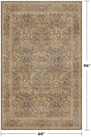 Washable Brown Oriental 5x8 Area Rug - Image 2