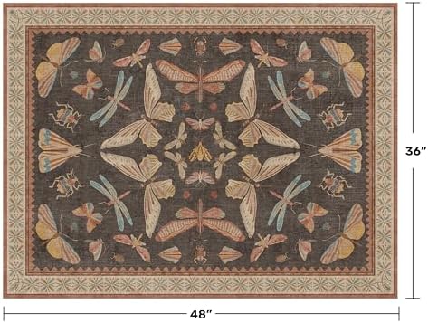 Boho Brown Farmhouse Rug 3x4, Soft Low Pile Entryway Carpet - Image 2