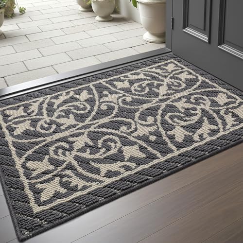 DEXI Front Door Mat Indoor Entryway 20x32 Inside Entrance Doormat Dark Gray by DEXI