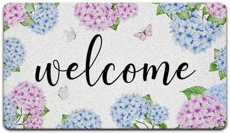Purple and Blue Hydrangea Welcome Mats Doormat by Unknown