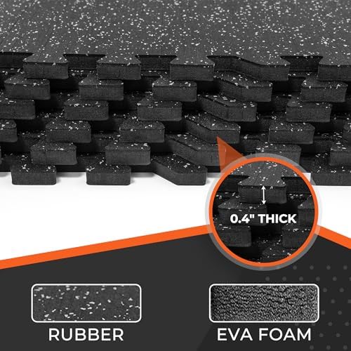 SUPERJARE 0.4'' Thick 48 Pcs 192 Sq Ft Rubber Top Exercise Equipment Mats - Image 5
