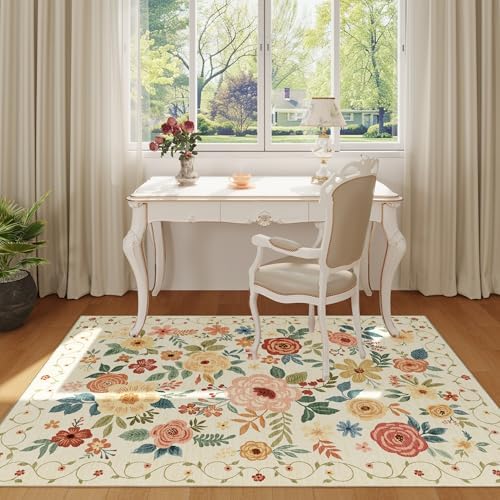 DUKINO 3x5 Area Rug, Floral Washable Rug - Image 3