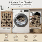 Easy Jute 3x4 Entryway Rug, Washable Non Slip Farmhouse Diamond Checkered - Image 6