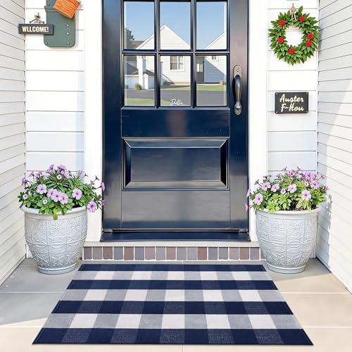OLANLY Fall Door Mat, Buffalo Plaid Rug by OLANLY