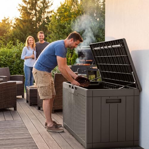 Flamaker Outdoor Storage Box 100 Gallon Waterproof Resin Deck Box - Image 5