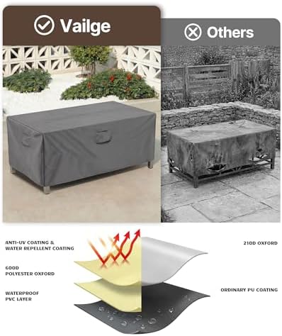 Vailge Outdoor Table Cover Rectangular, Patio Furniture Covers Waterproof - Image 5
