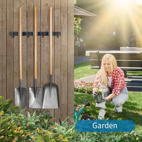 JAMEND CLXP Broom Hanger and Mop Holder, Heavy Duty Garden Tool Organizer Rack - Image 6