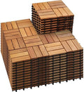 PrimeZone 54 PCS Solid Acacia Wood Interlocking Patio Deck Tiles Outdoor by PrimeZone
