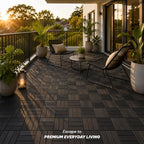 Acacia Interlocking Deck Tiles, 12 Slats, Ebony Black - Image 5