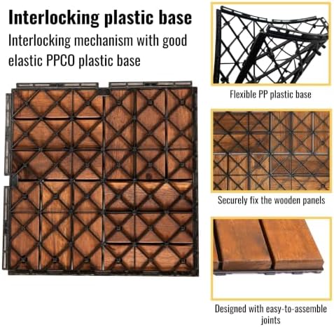 Acacia Wood Interlocking Deck Tiles - Image 6