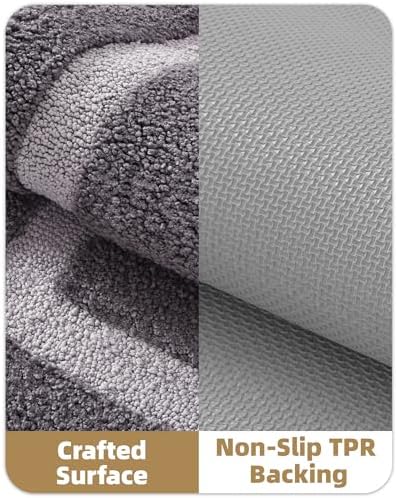 Color&Geometry Gray Bathroom Rugs 36x24, Extra Soft Absorbent Microfiber Bath - Image 4