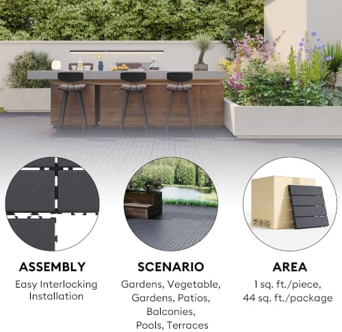 44 Pack Plastic Interlocking Patio Deck Tiles Waterproof All Weather - Image 4