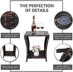 VINGLI Outdoor Wicker Side Table Patio Side Tables - Image 4