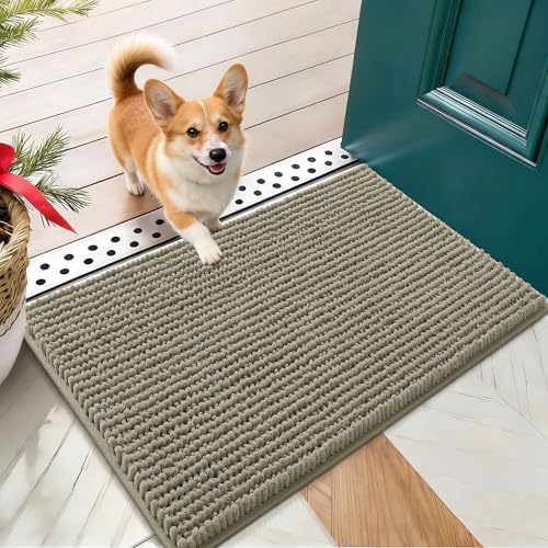 OLANLY Dog Door Mat for Muddy Paws 24x16, Extra Absorbent Chenille Mud Mat by OLANLY