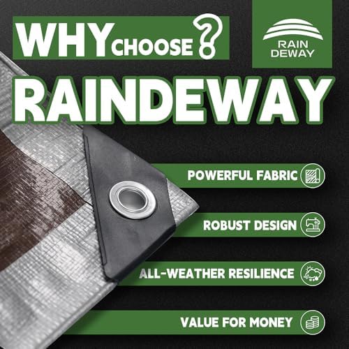RAINDEWAY 10x20 Feet Tarps Heavy Duty Waterproof, 10Mil Multipurpose Tarp - Image 2