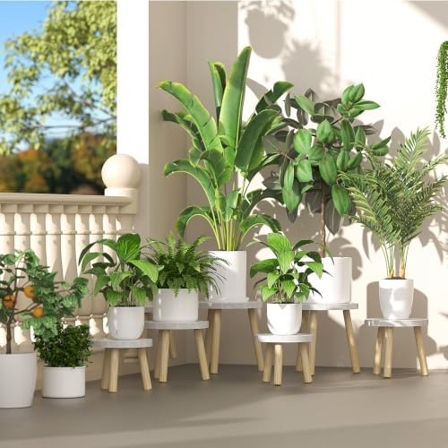 Wood Plant Stands Indoor, 16.7" Tall Plant Stand Outdoor Mid-Century Plant Stool - Image 3