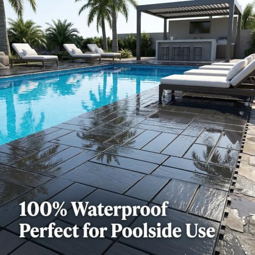 44 Pack 12x12 Inch Interlocking Deck Tiles, Waterproof Anti-Slip Plastic - Image 3