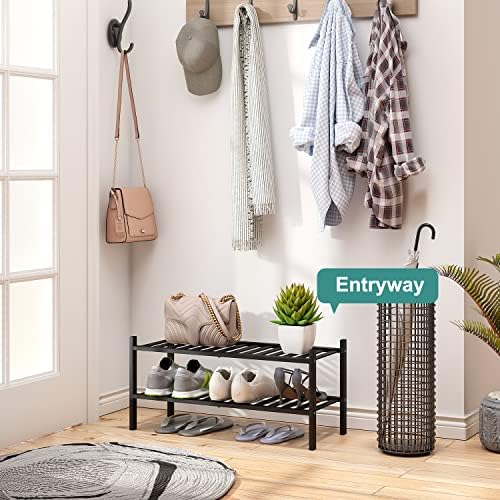 viewcare 2-Tier Black Bamboo Shoe Rack - Image 6