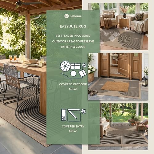 Lahome Modern Rainbow Easy Jute Rug, 3x5 Washable Rugs - Image 3