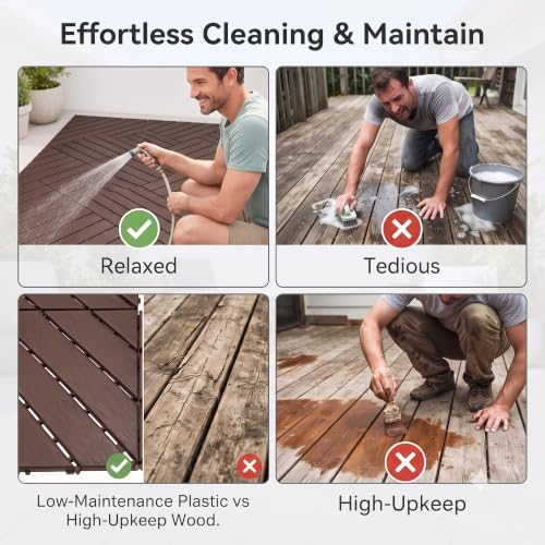44 Pack Plastic Interlocking Deck Tiles, 12 x 12 Inch Waterproof Outdoor Floor - Image 7