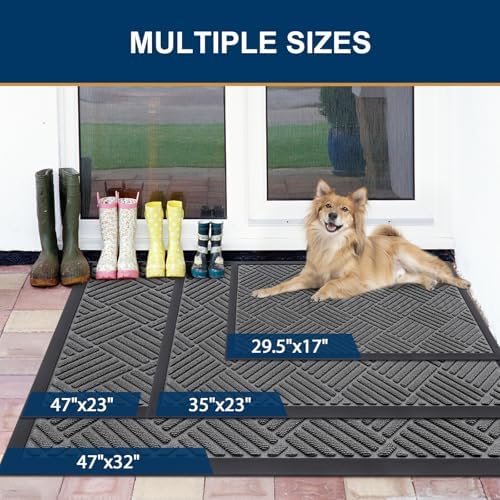 Smiry Front Door Mat Outside Entrance, Natural Rubber Doormat, 71x23 Inch - Image 2