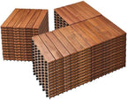 PrimeZone 54 PCS Solid Acacia Wood Interlocking Deck Tiles, Natural Wood by PrimeZone