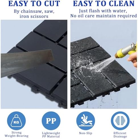 Plastic Interlocking Deck Tiles 27 Pack 12"x12" | Non-Slip Tool-Free Waterproof - Image 3