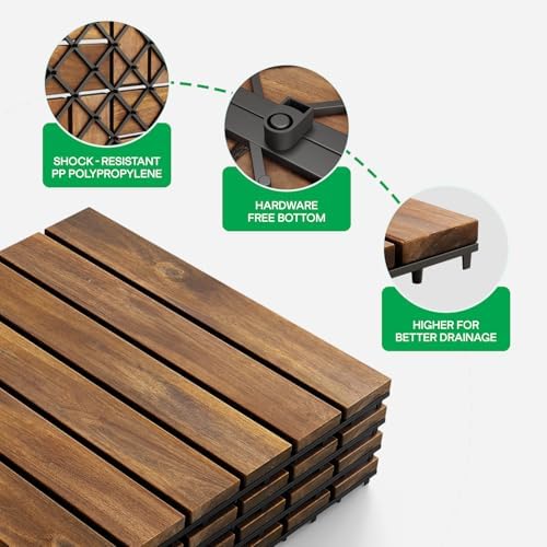 IDZO Interlocking Acacia Deck Tiles 9.6 SQFT - Image 3