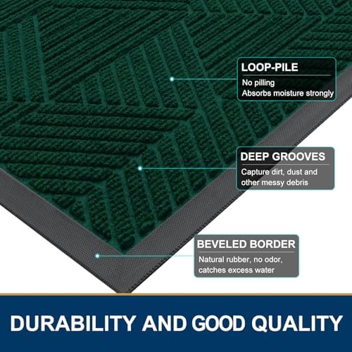 Smiry Front Door Mat Outside Entrance, Low Profile Rubber Doormat - Image 4