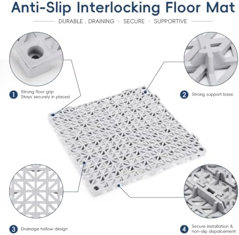 Interlocking Drainage Tiles 24PCS Modular Interlocking Cushion 12" x 12" - Image 5