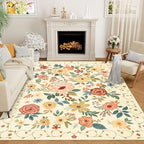 DUKINO 6x9 Area Rugs, Floral Washable Rug by DUKINO