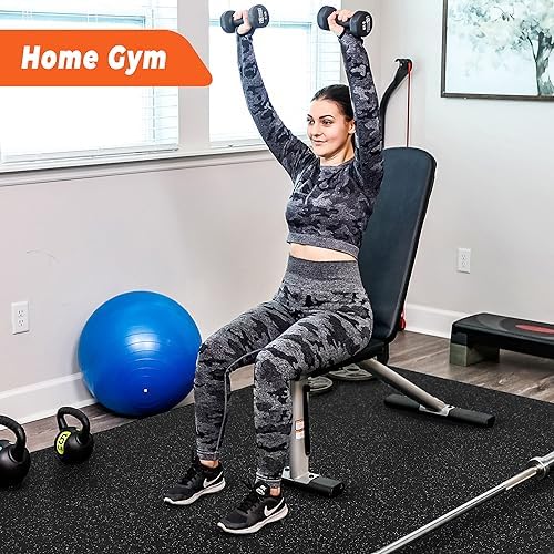 SUPERJARE 0.4'' Thick 6 Pcs 24 Sq Ft Rubber Top Exercise Equipment Mats - Image 2