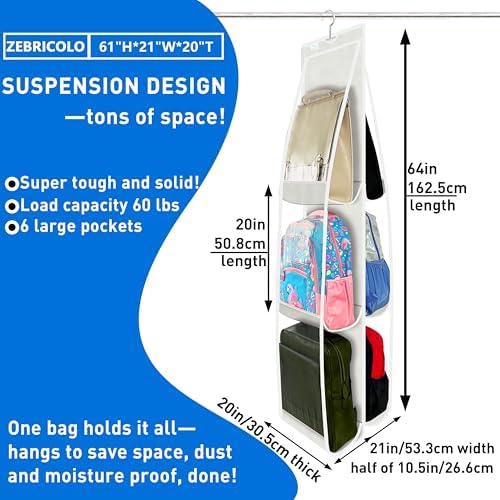 Purse Organizer for Closet, Heavy Duty Hanging Handbag Storage - Image 2