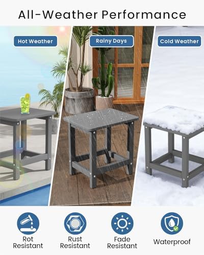 Weatherproof Outdoor Side Table, HDPE Small Outdoor Table - Image 4