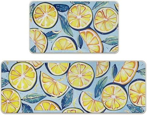 Lemon Kitchen Rugs Set of 2 by Livcoz