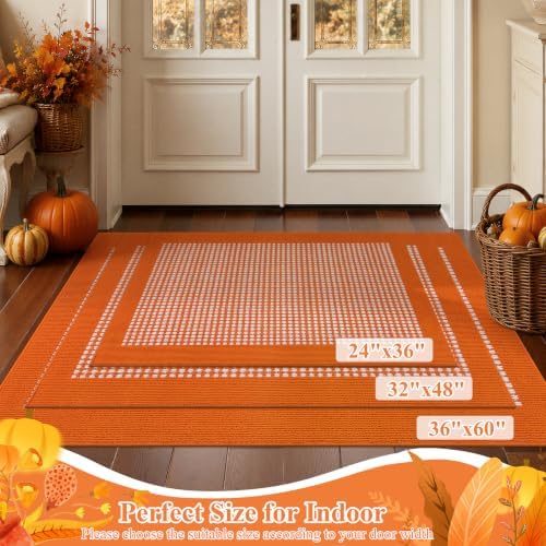 Ileading Fall Indoor Door Mat Washable Orange Muddy Rugs - Image 6