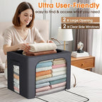 Metal Frame Clothes Storage Bins, Light Grey, 4 Pack - Image 6