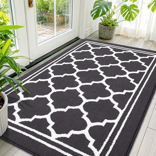 Buganda Indoor Door Mat, Dirt Resistant Doormat, Dark Grey by Buganda