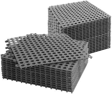 16 Pack 12" x 12" Interlocking Rubber Floor Tiles Non-Slip Shower Mat Drain by Lamzele