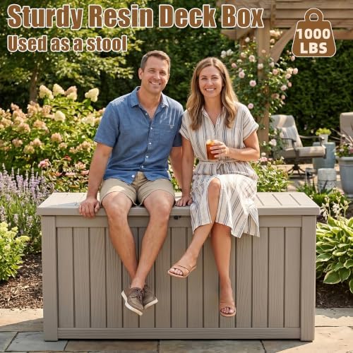 360 Gallon Outdoor Storage Box, Large Deck Box, Patio Tool Storage Bin - Image 6