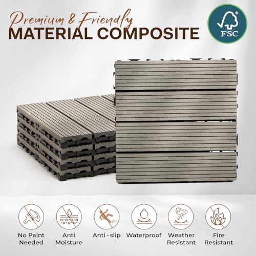 IDZO Wood Plastic Composite Deck Tiles Set of 10, Sustainable FSC Composite - Image 2