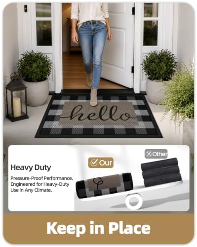 Color&Geometry Outdoor Door Mat 32"x48", Buffalo Plaid Hello - Image 6