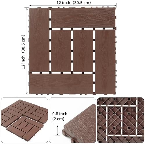 Plastic Interlocking Deck Tiles, 44 Pack, Z Style, Non-Slip Patio Floor Decking - Image 2