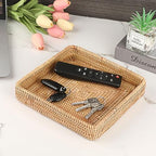 Hipiwe Key Basket Bowl for Entryway Table Rattan Serving Tray, 8.1" x 8.1" - Image 4
